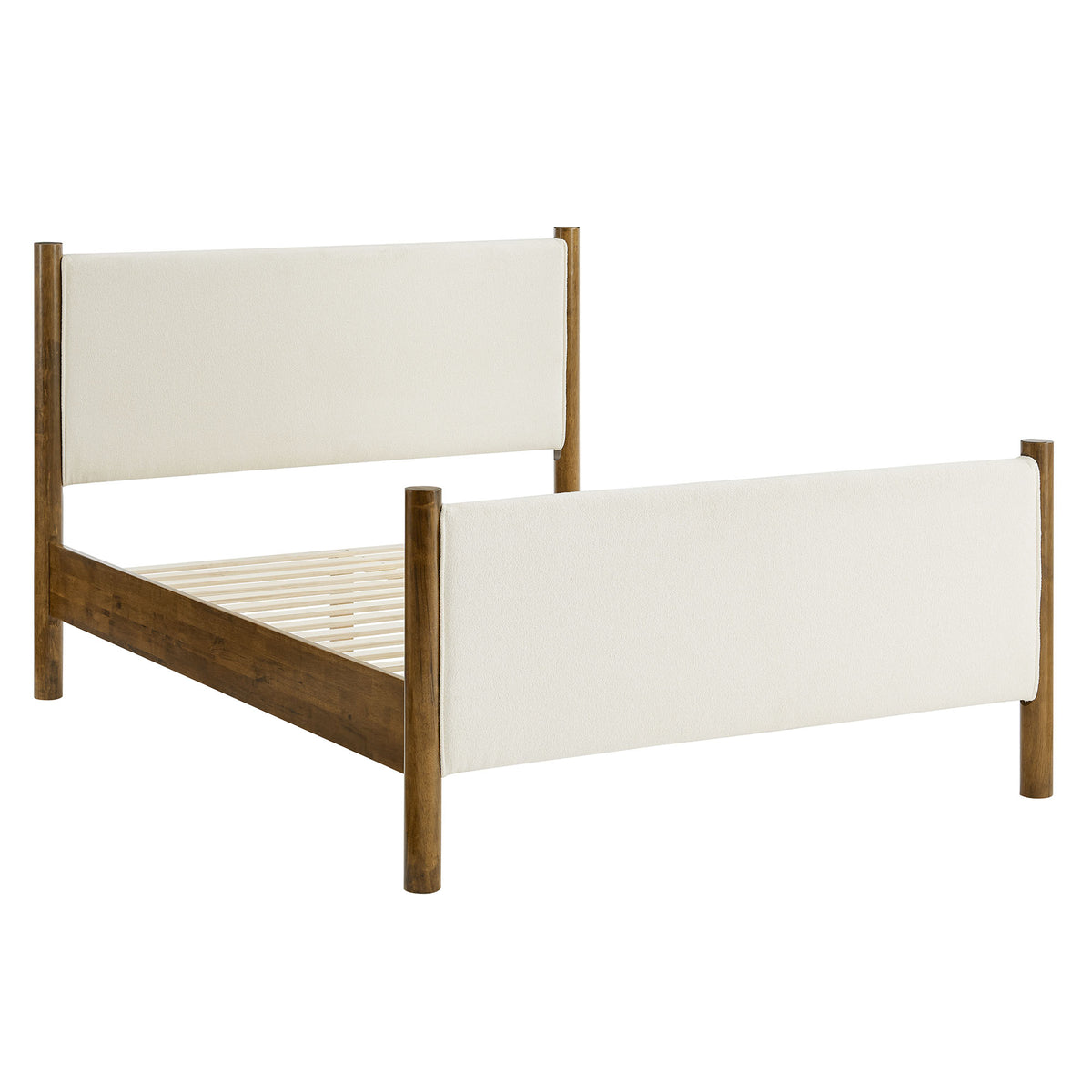 Maven Full Size Boucle Upholstered Platform Bed - Feather Walnut