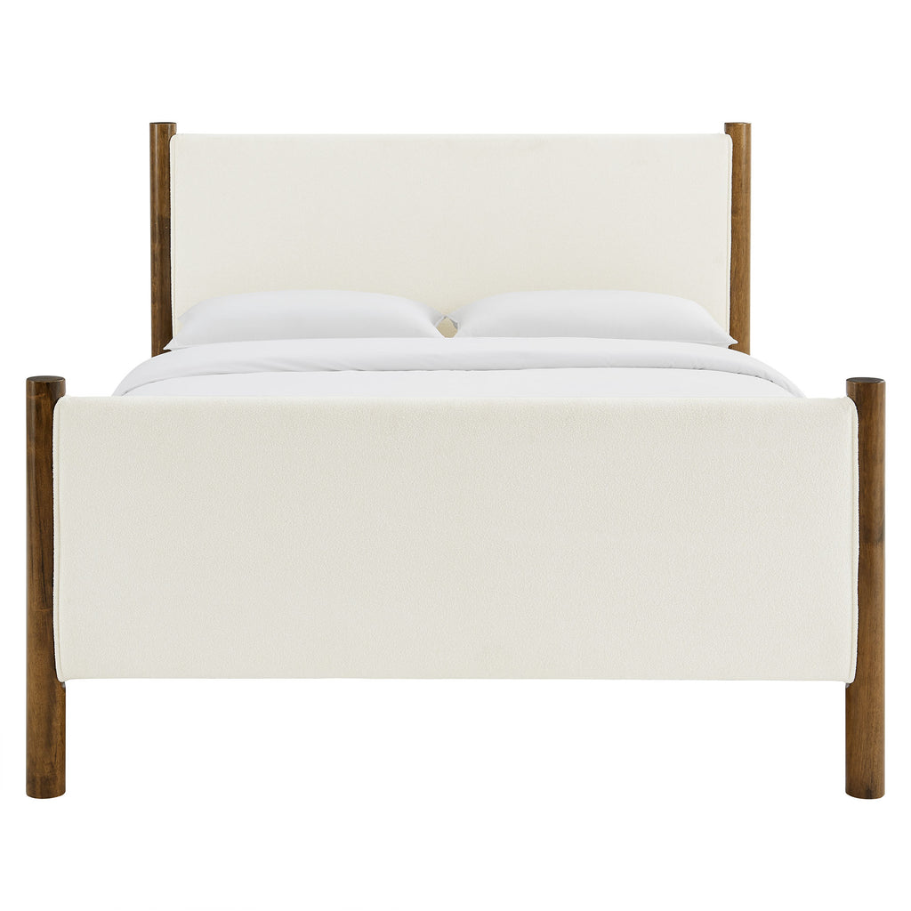 Maven Full Size Boucle Upholstered Platform Bed - Feather Walnut