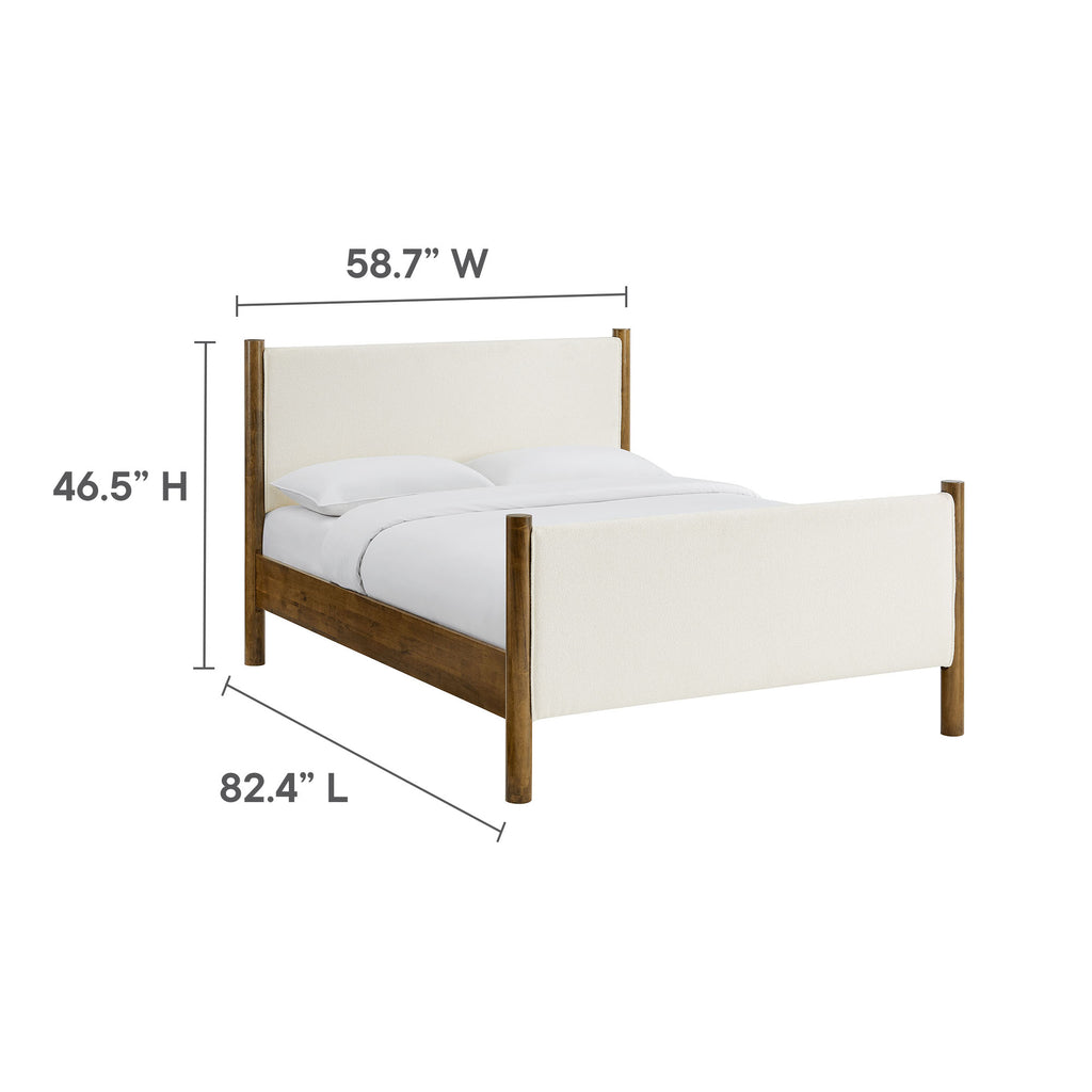 Maven Full Size Boucle Upholstered Platform Bed - Feather Walnut
