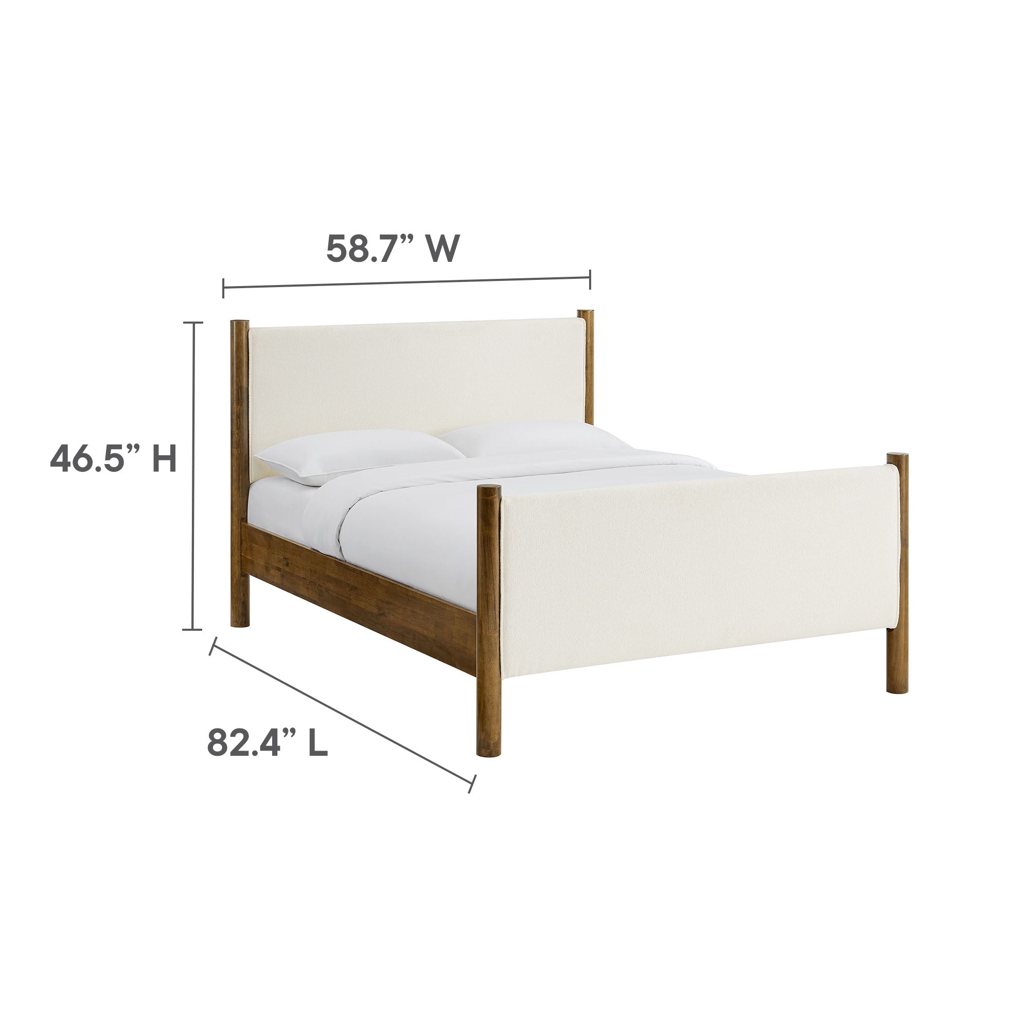 Maven Full Size Boucle Upholstered Platform Bed - Feather Walnut