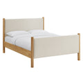 Maven Queen Size Fabric Upholstered Platform Bed - Ivory Oak