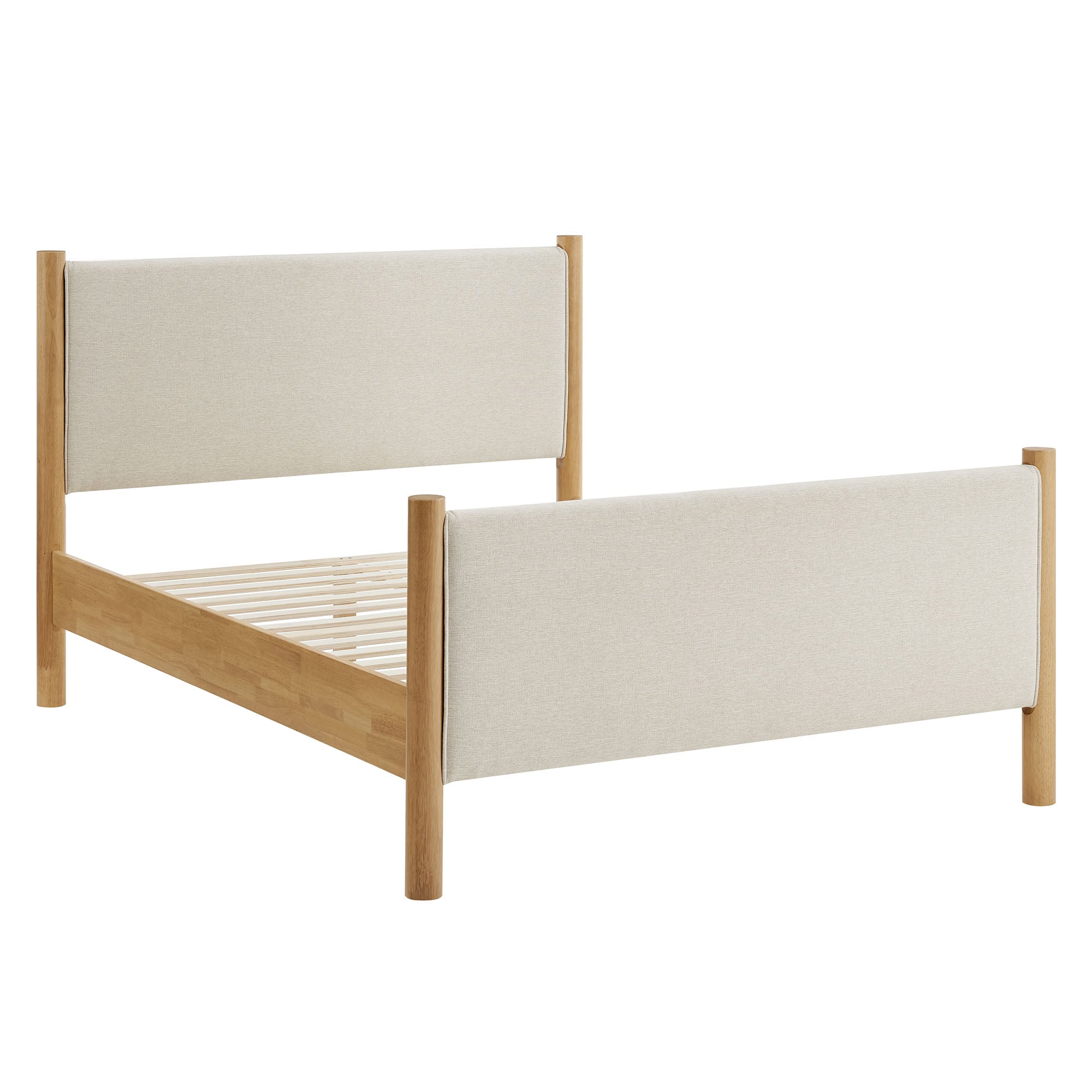 Maven Queen Size Fabric Upholstered Platform Bed - Ivory Oak