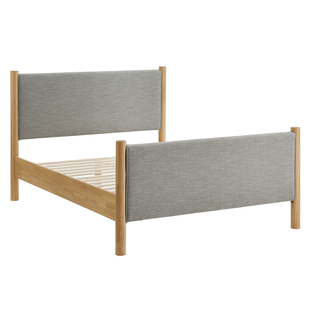 Maven Queen Size Fabric Upholstered Platform Bed - Wheat Oak