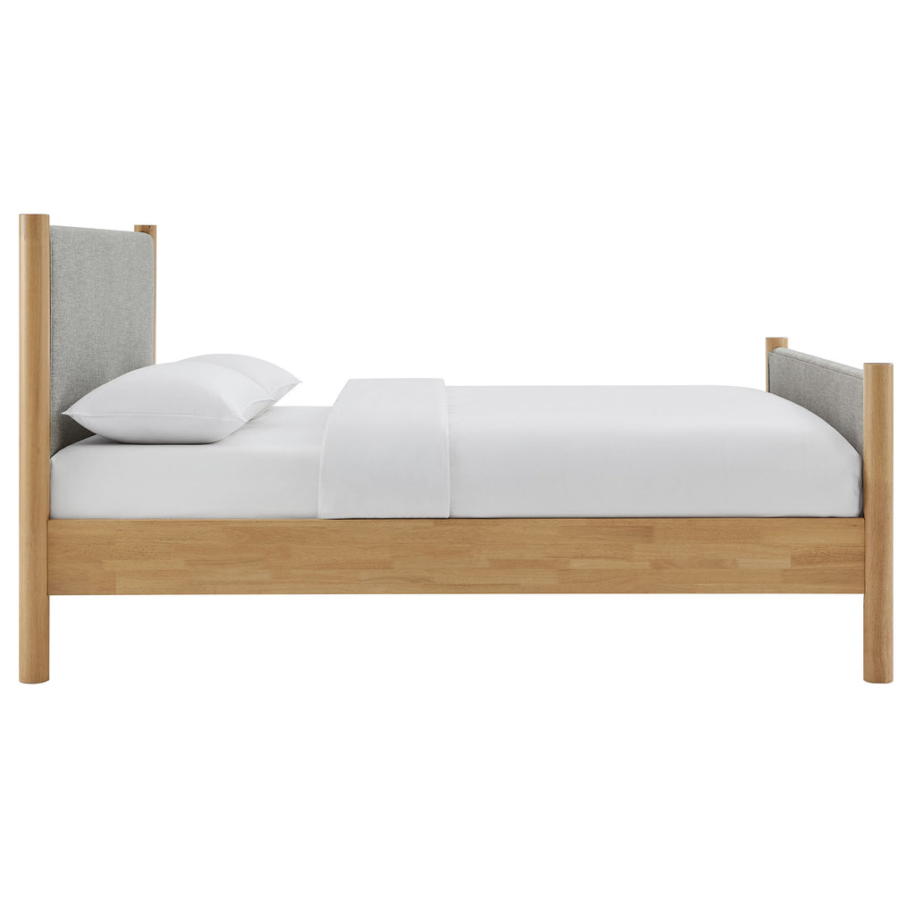 Maven Queen Size Fabric Upholstered Platform Bed - Wheat Oak