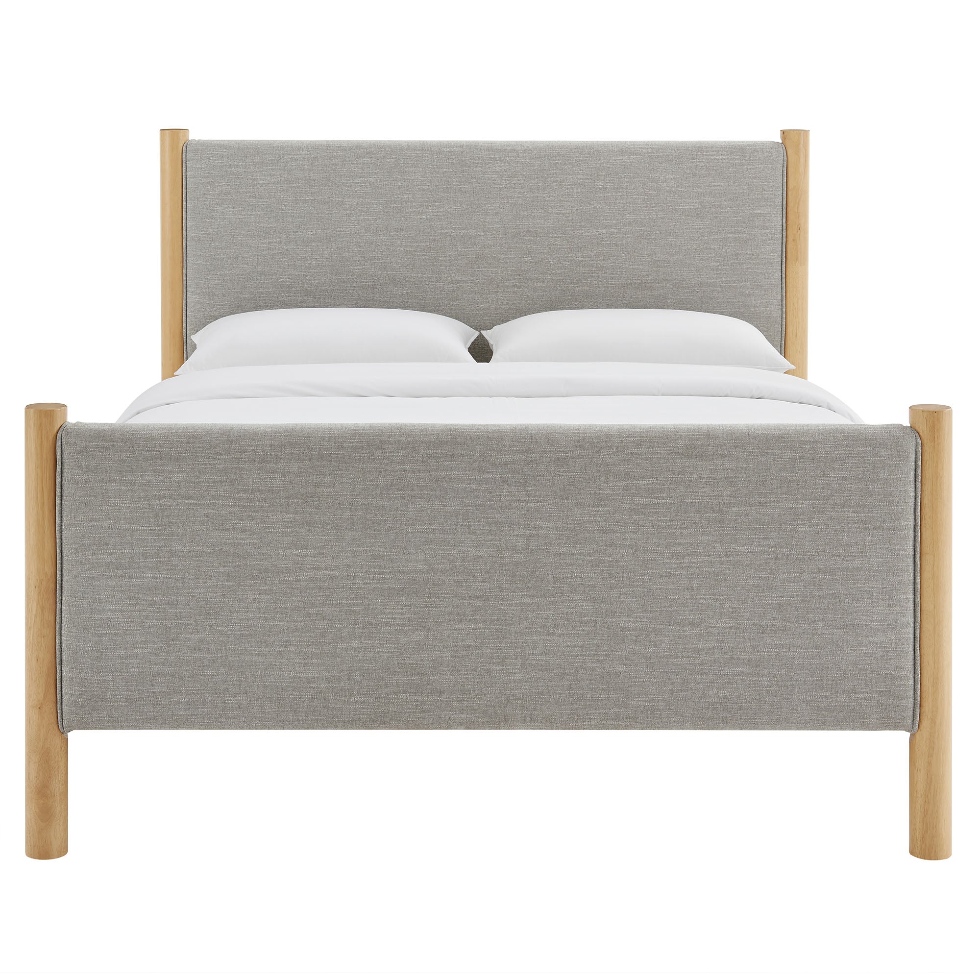 Maven Queen Size Fabric Upholstered Platform Bed - Wheat Oak