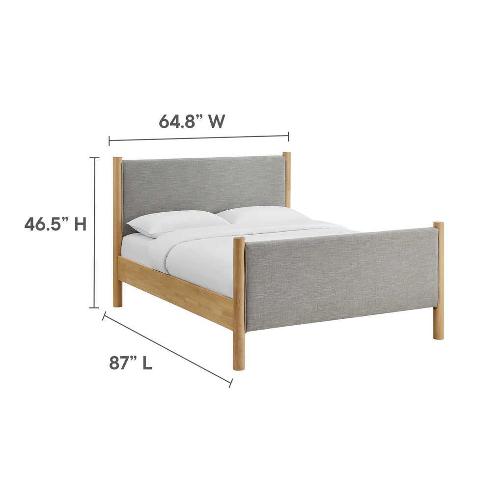 Maven Queen Size Fabric Upholstered Platform Bed - Wheat Oak