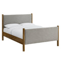 Maven Queen Size Fabric Upholstered Platform Bed - Wheat Walnut