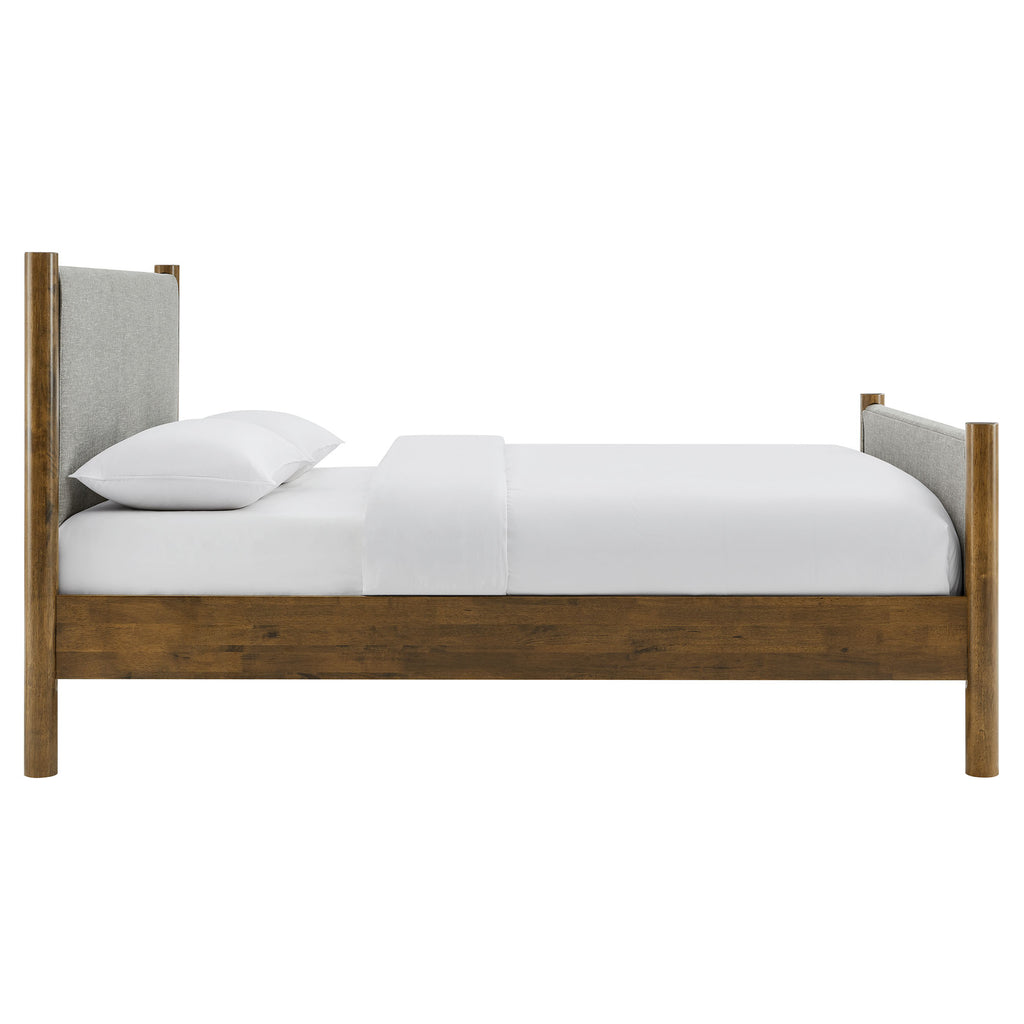 Maven Queen Size Fabric Upholstered Platform Bed - Wheat Walnut