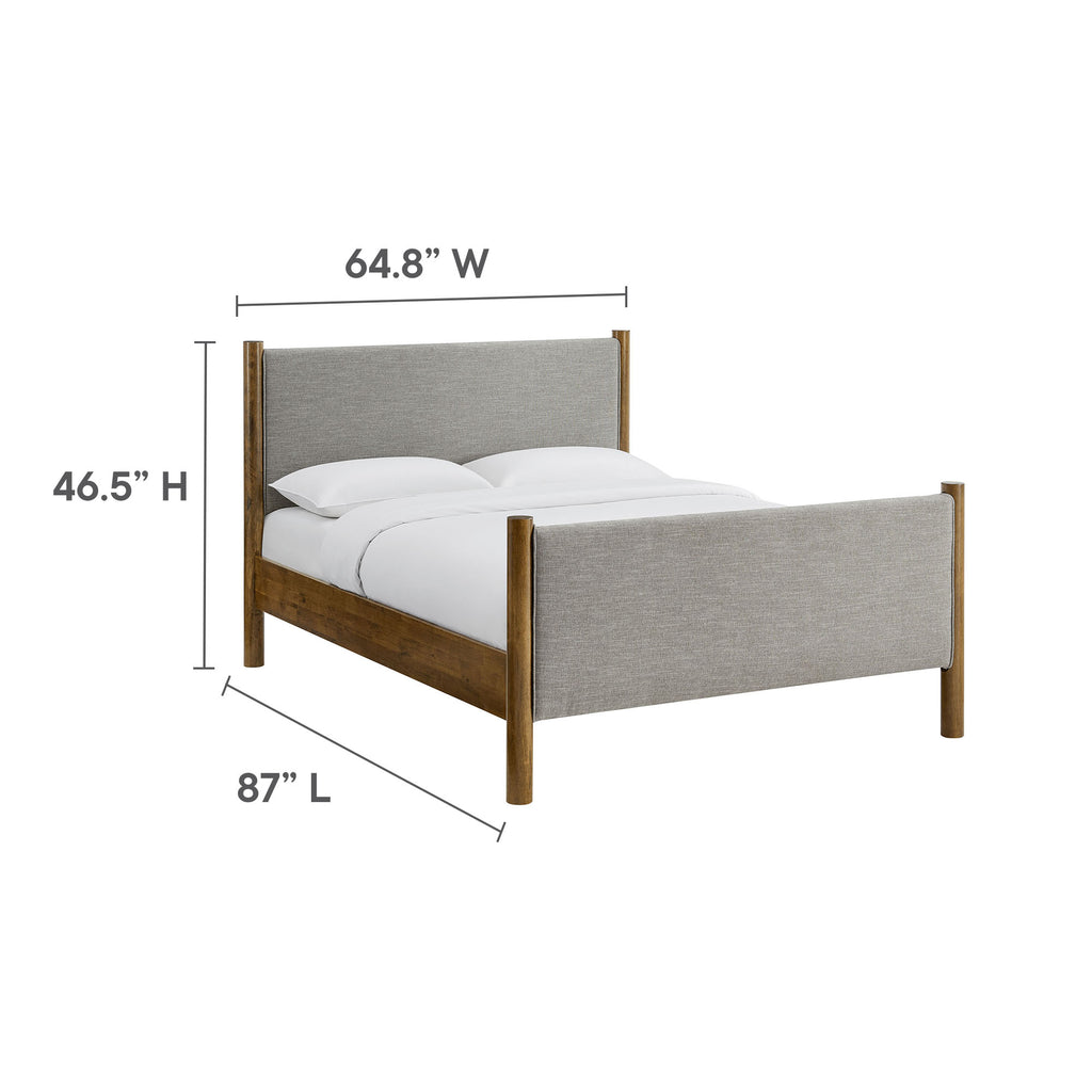 Maven Queen Size Fabric Upholstered Platform Bed - Wheat Walnut