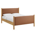 Maven Queen Size Vegan Leather Upholstered Platform Bed - Tan Oak