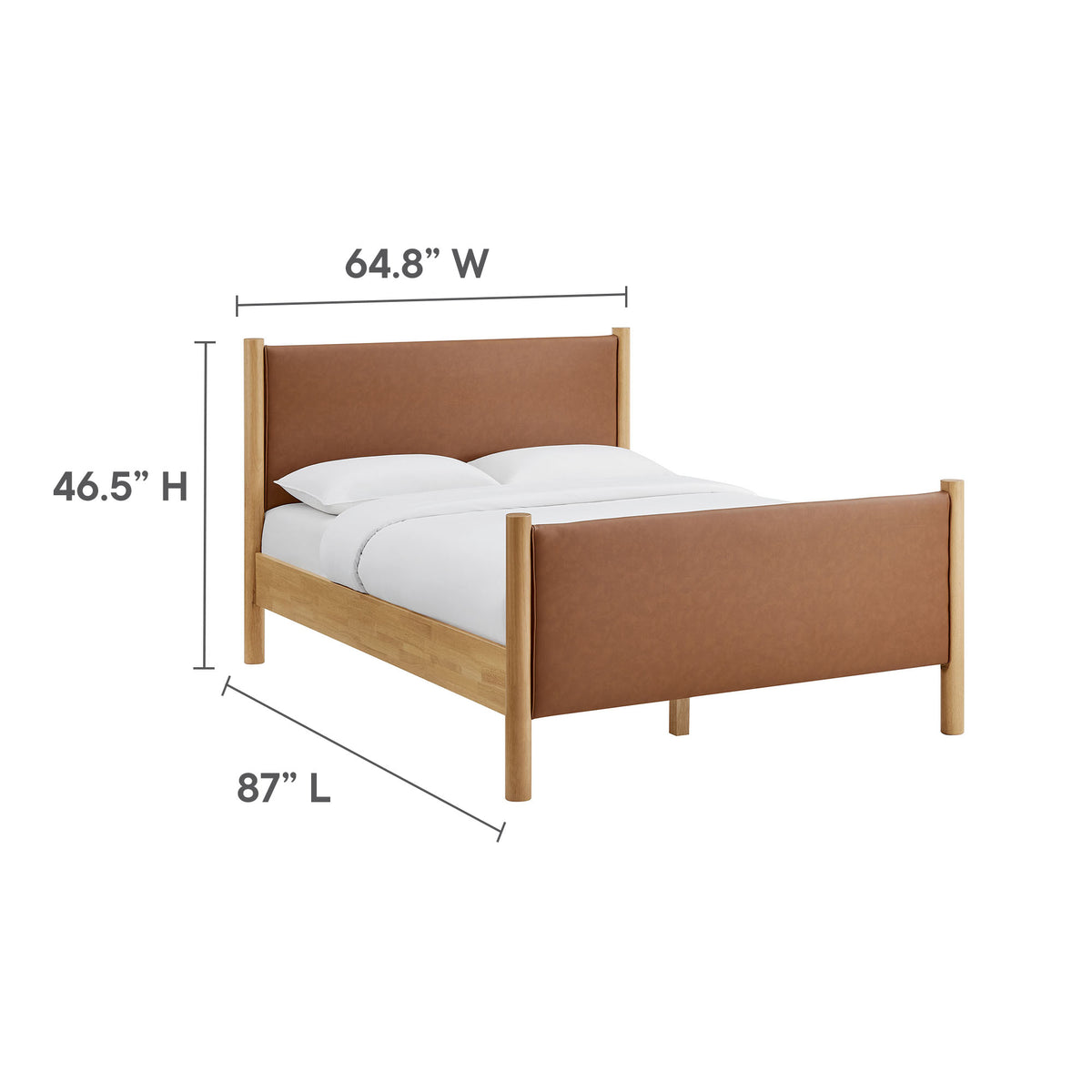 Maven Queen Size Vegan Leather Upholstered Platform Bed - Tan Oak