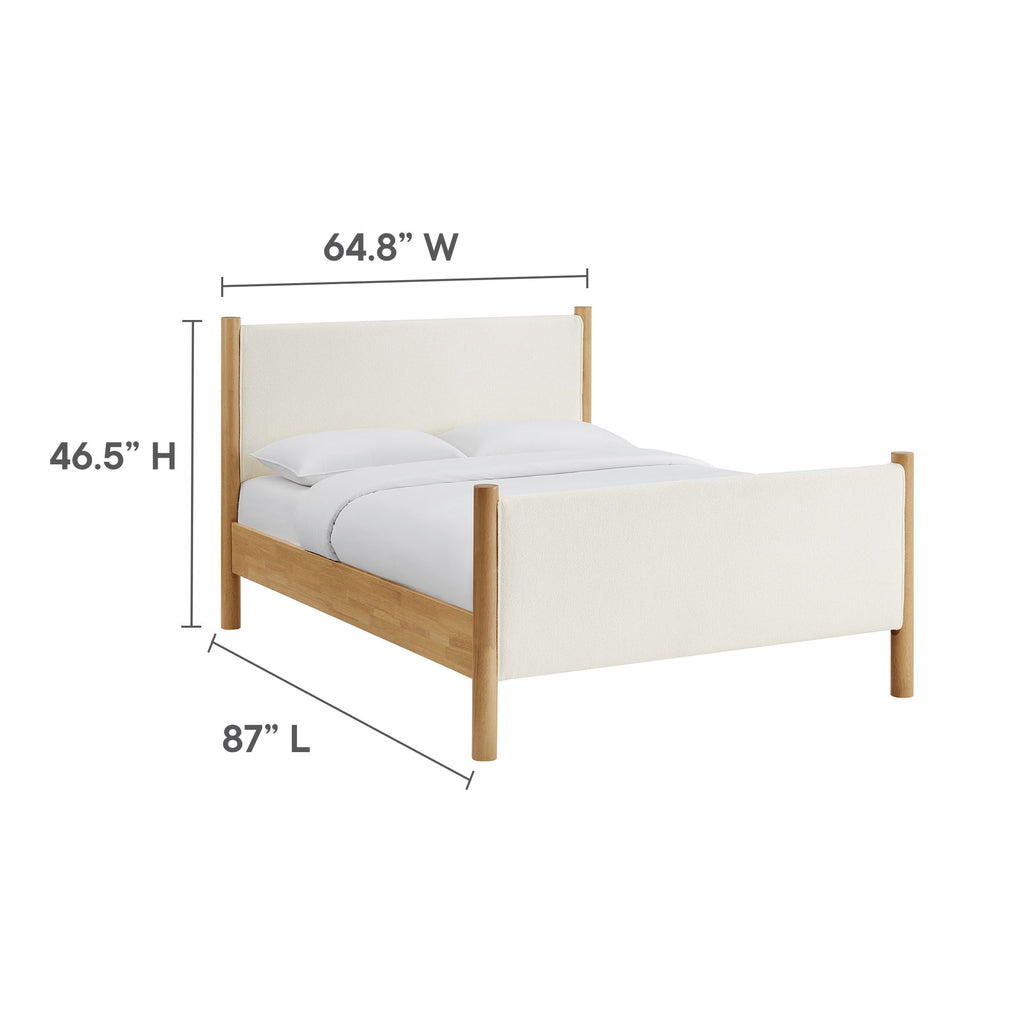 Maven Queen Size Boucle Upholstered Platform Bed - Feather Oak