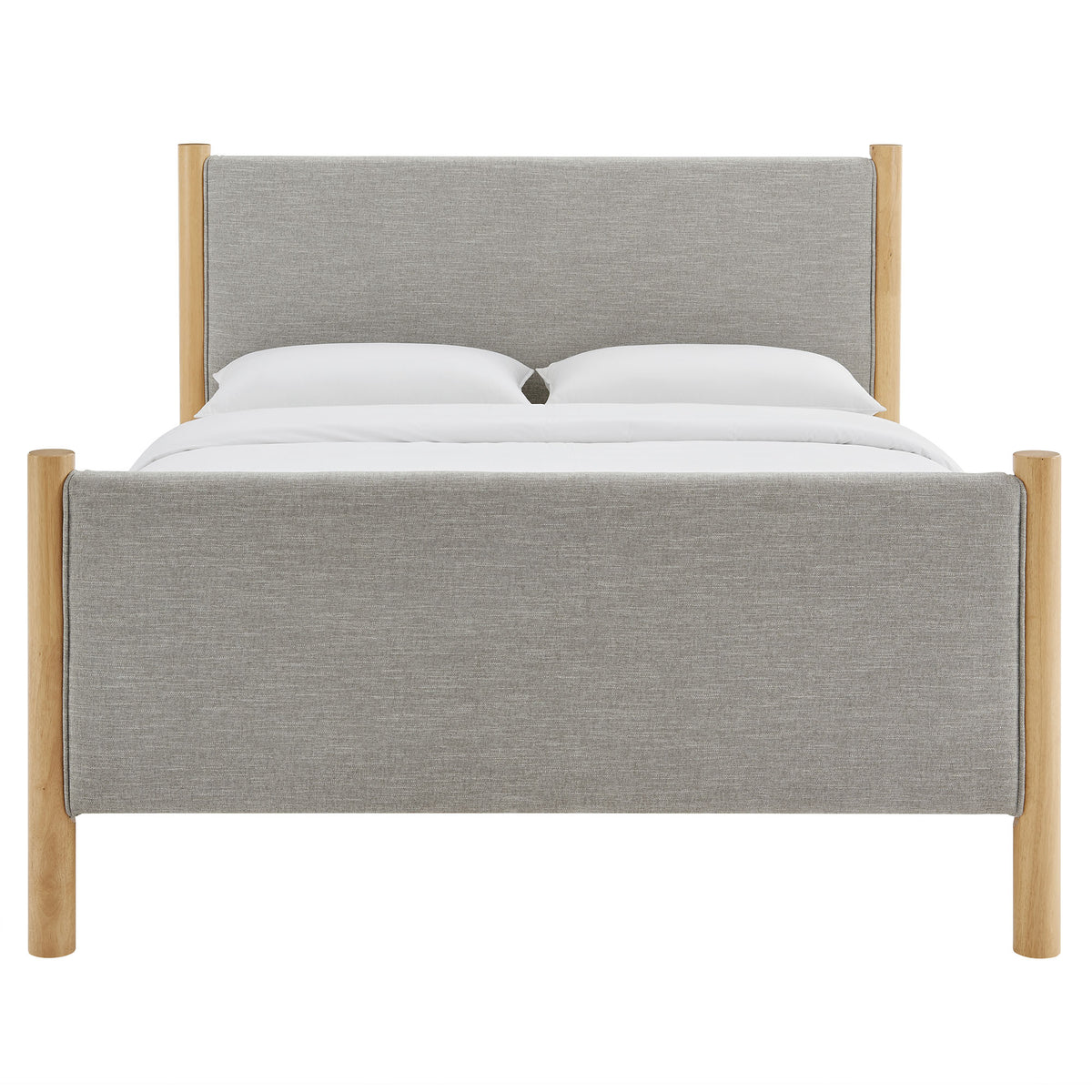 Maven King Size Fabric Upholstered Platform Bed - Wheat Oak