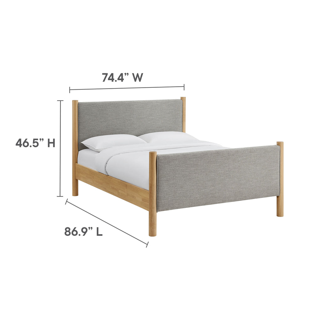 Maven King Size Fabric Upholstered Platform Bed - Wheat Oak