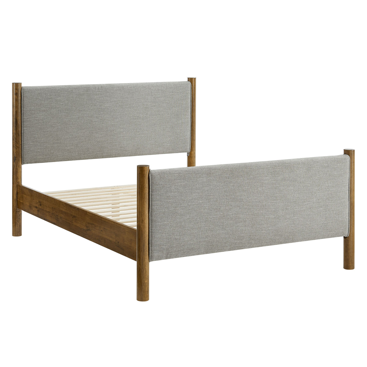 Maven King Size Fabric Upholstered Platform Bed - Wheat Walnut