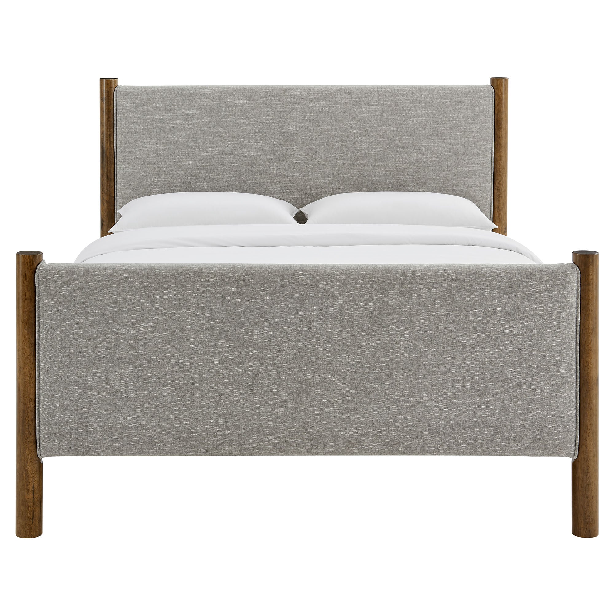 Maven King Size Fabric Upholstered Platform Bed - Wheat Walnut
