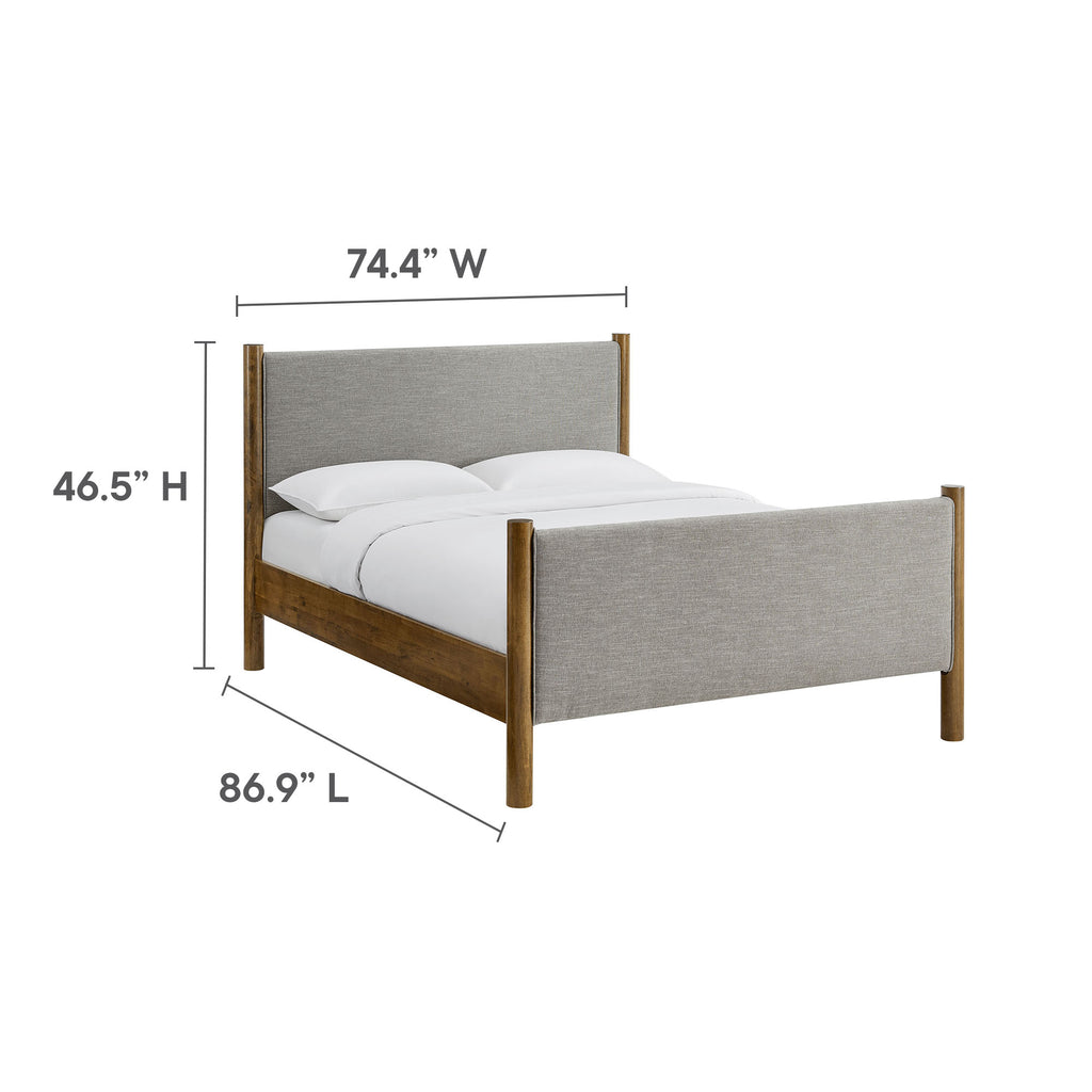 Maven King Size Fabric Upholstered Platform Bed - Wheat Walnut