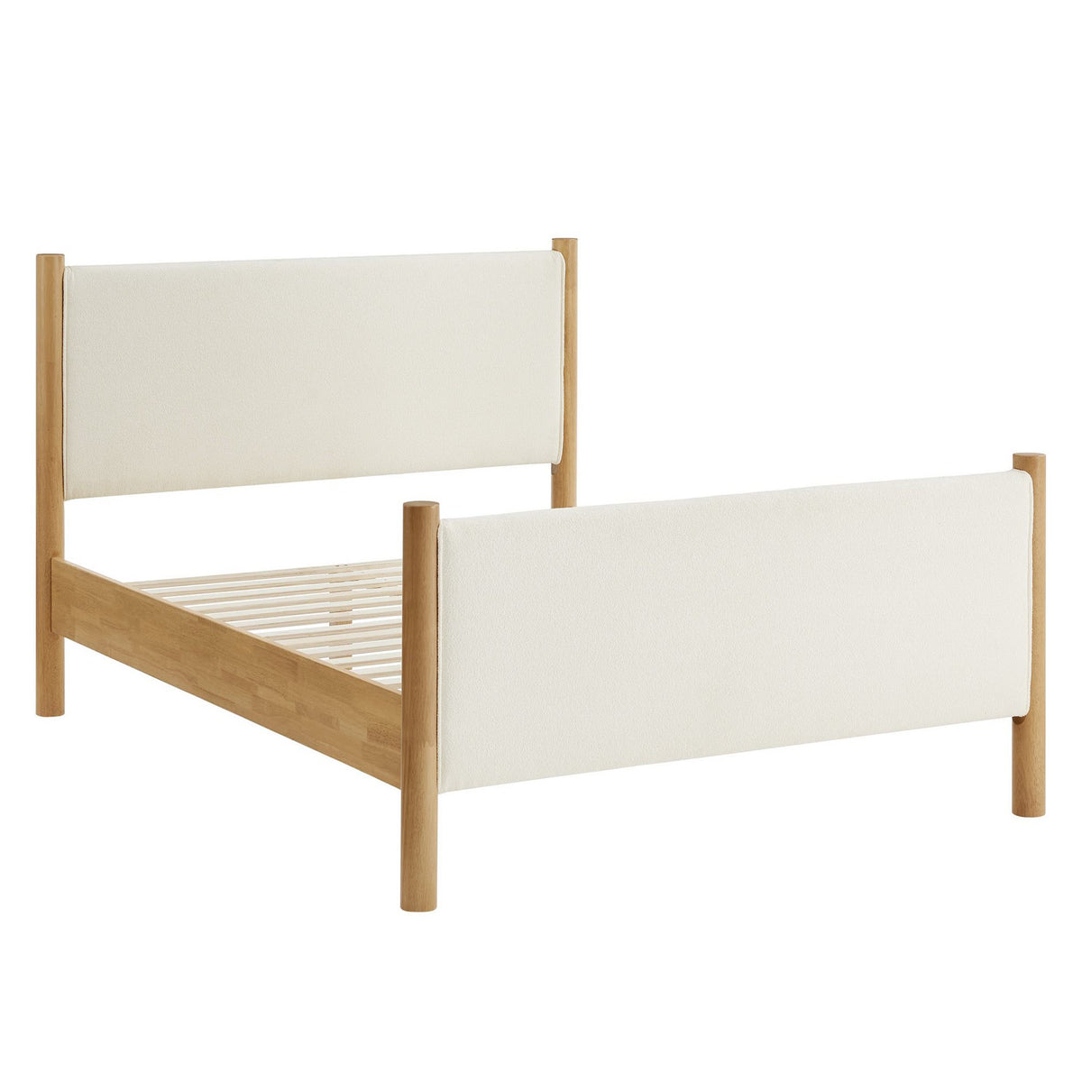Maven King Size Boucle Upholstered Platform Bed - Feather Oak