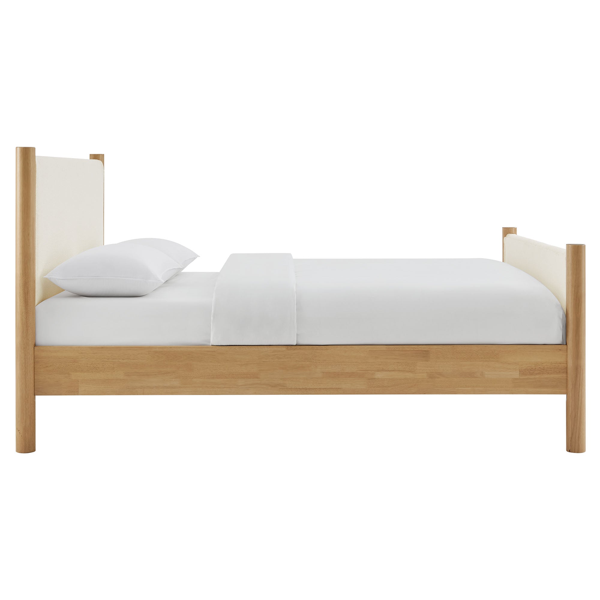 Maven King Size Boucle Upholstered Platform Bed - Feather Oak