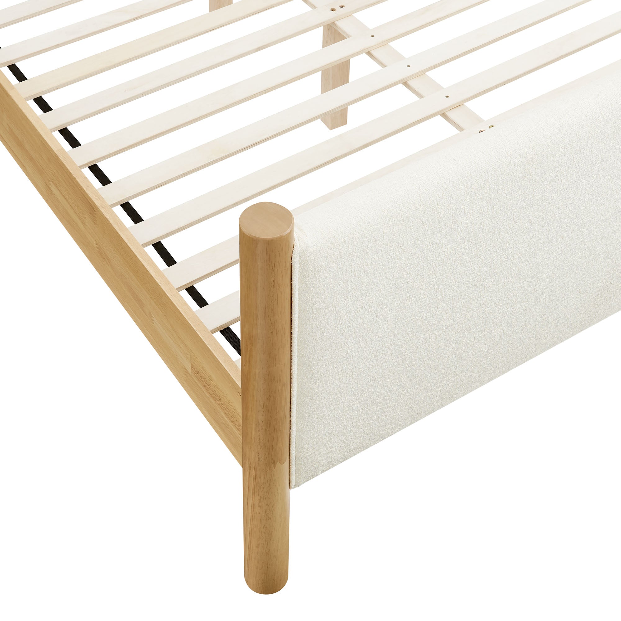 Maven King Size Boucle Upholstered Platform Bed - Feather Oak
