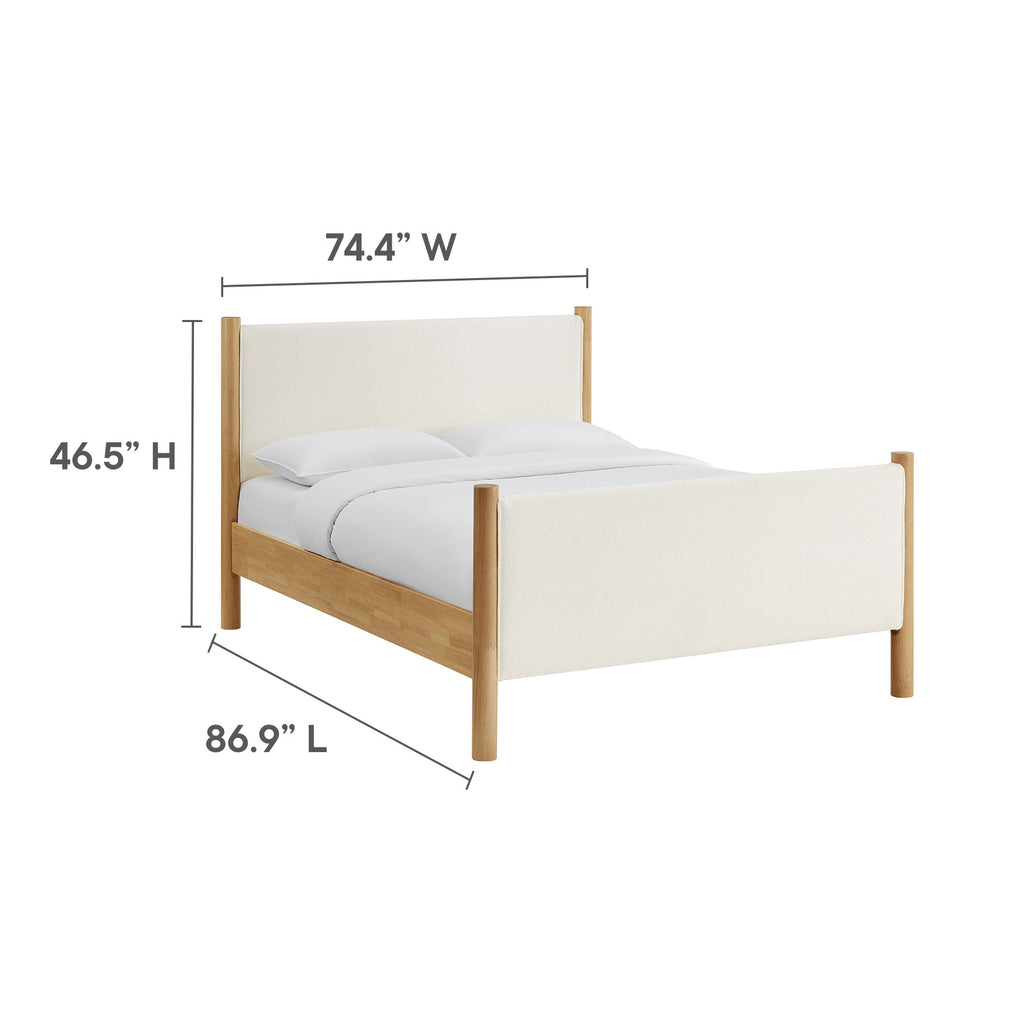 Maven King Size Boucle Upholstered Platform Bed - Feather Oak
