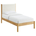 Olea Channel Tufted Boucle Solid Wood Twin Platform Bed - Feather Oak