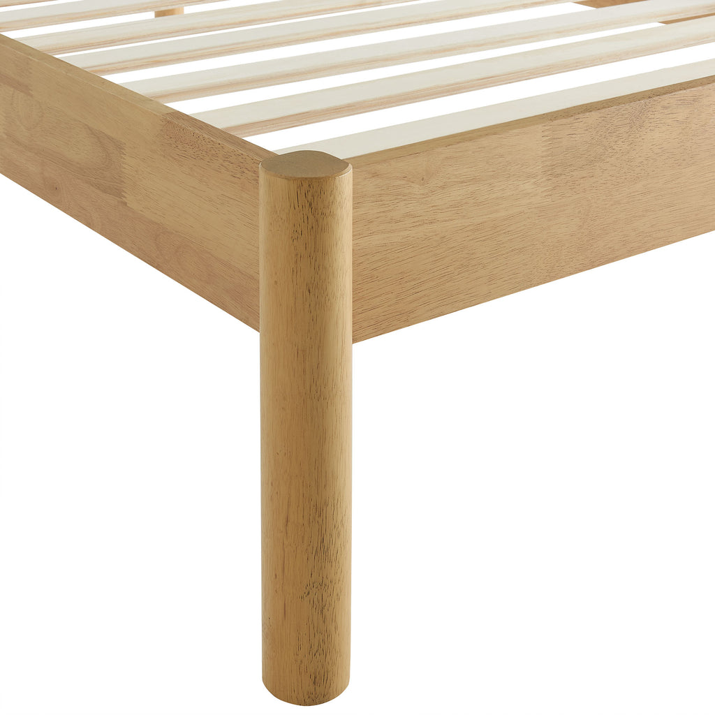 Olea Channel Tufted Boucle Solid Wood Twin Platform Bed - Feather Oak