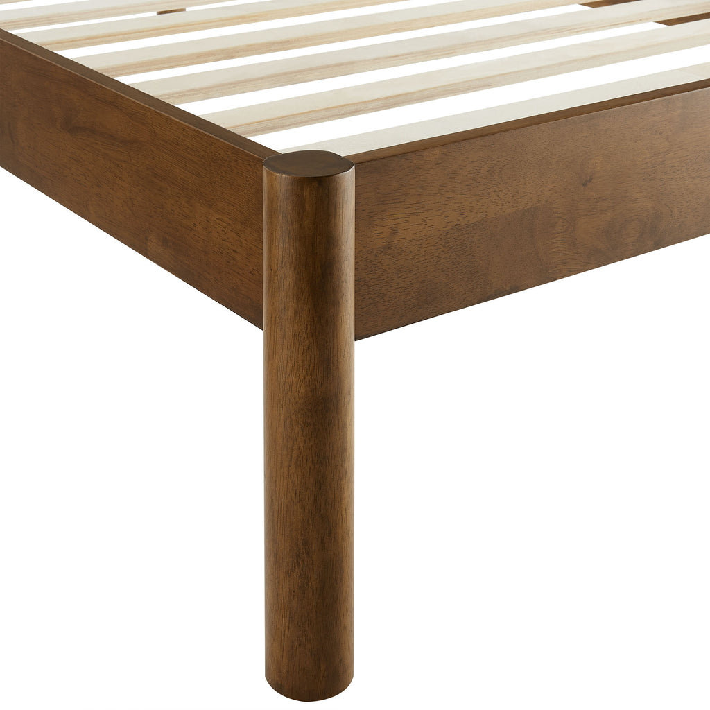 Olea Channel Tufted Boucle Solid Wood Twin Platform Bed - Feather Walnut