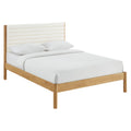 Olea Channel Tufted Boucle Solid Wood Queen Platform Bed - Feather Oak