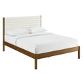 Olea Channel Tufted Boucle Solid Wood Queen Platform Bed - Feather Walnut