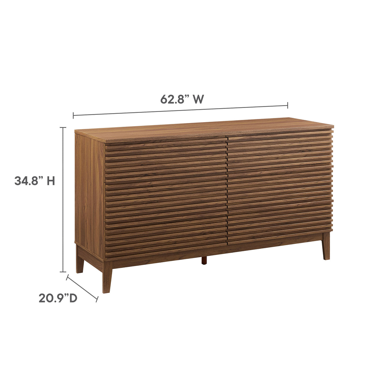 Render 63" 6-Drawer Dresser - Walnut