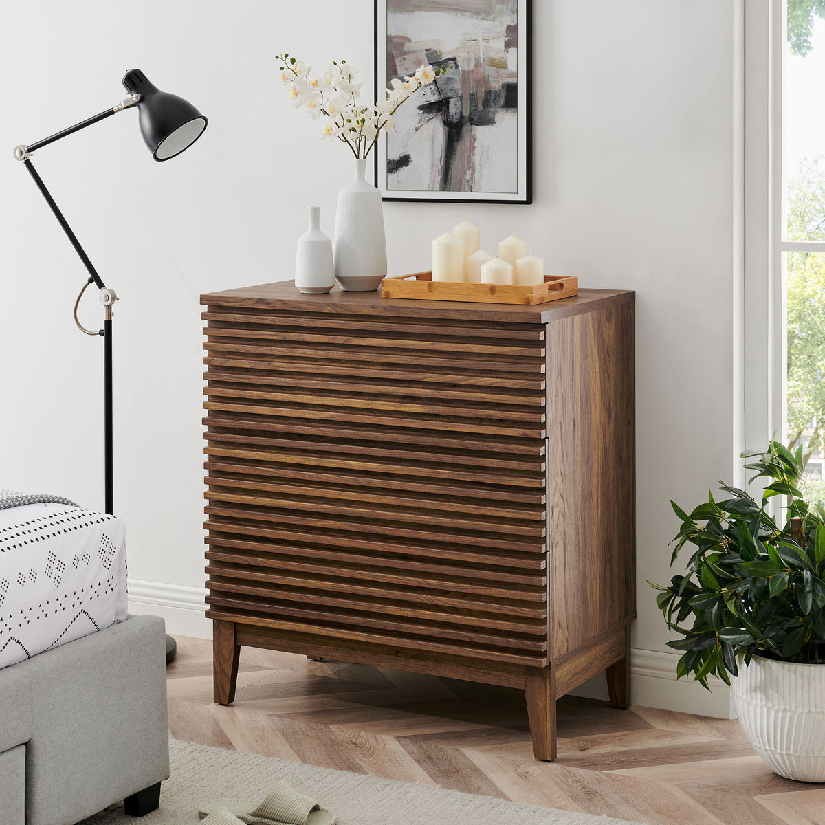 Render Large 3-Drawer Nightstand - Walnut