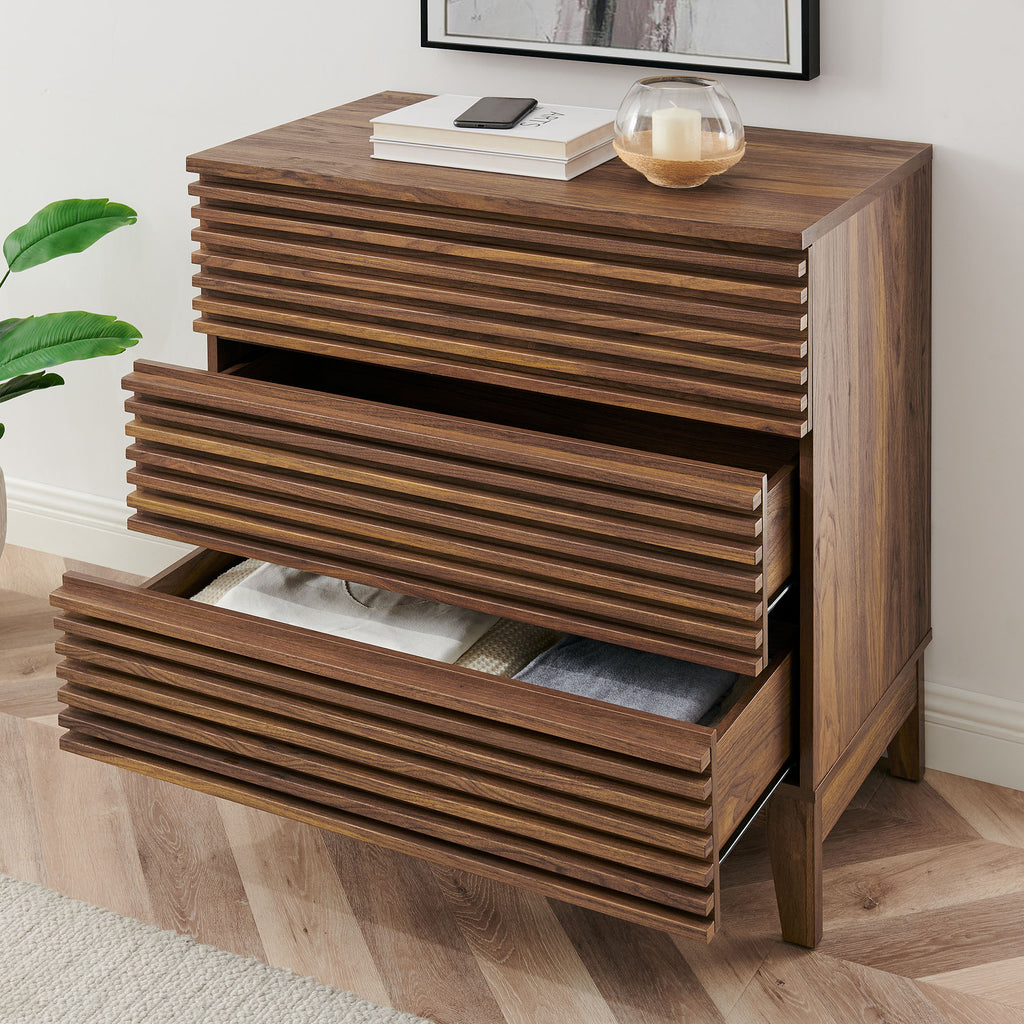 Render Large 3-Drawer Nightstand - Walnut