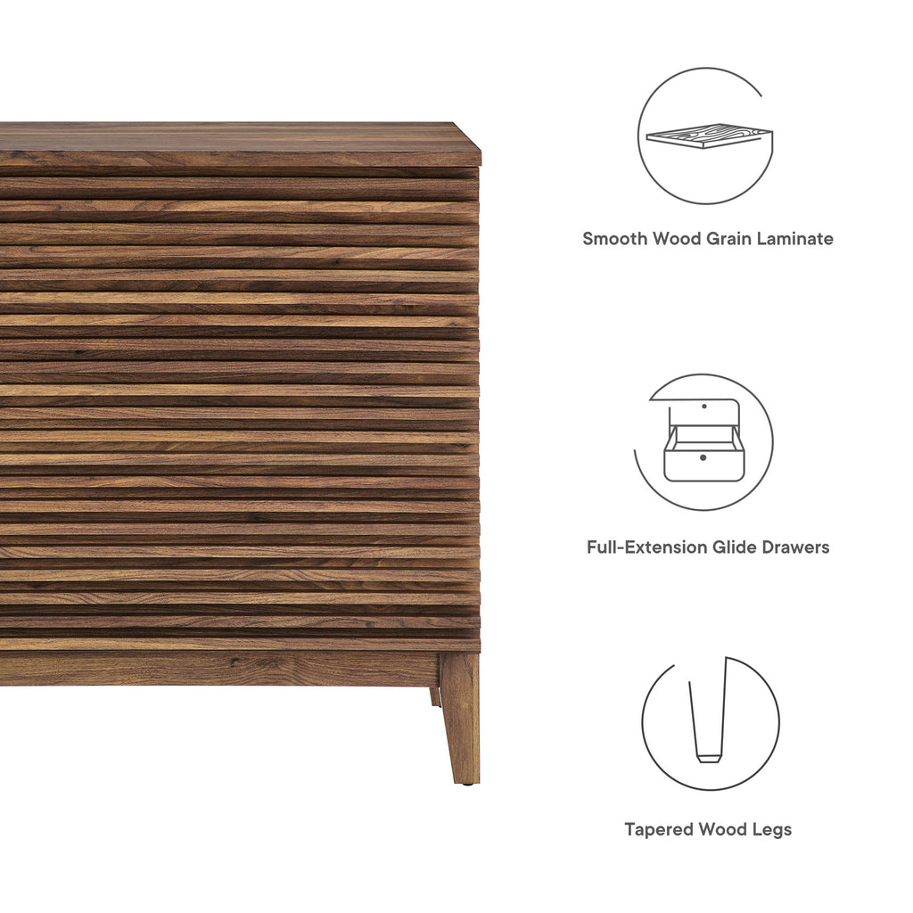 Render Large 3-Drawer Nightstand - Walnut