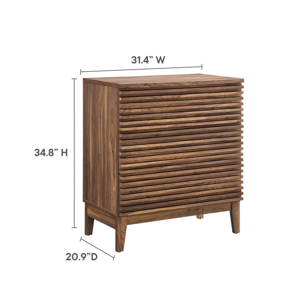 Render Large 3-Drawer Nightstand - Walnut