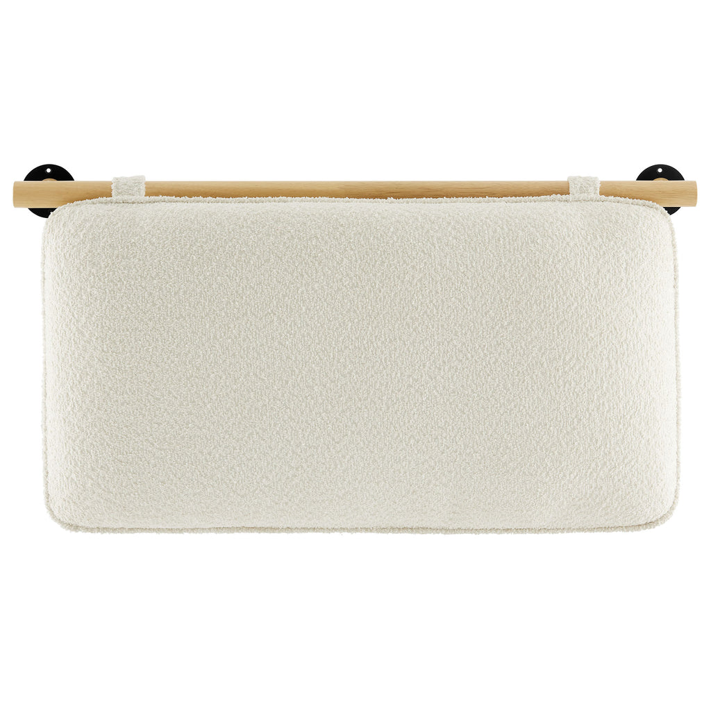 Anela Wall-Mounted Chenille Upholstered Twin Headboard - Cream Natural