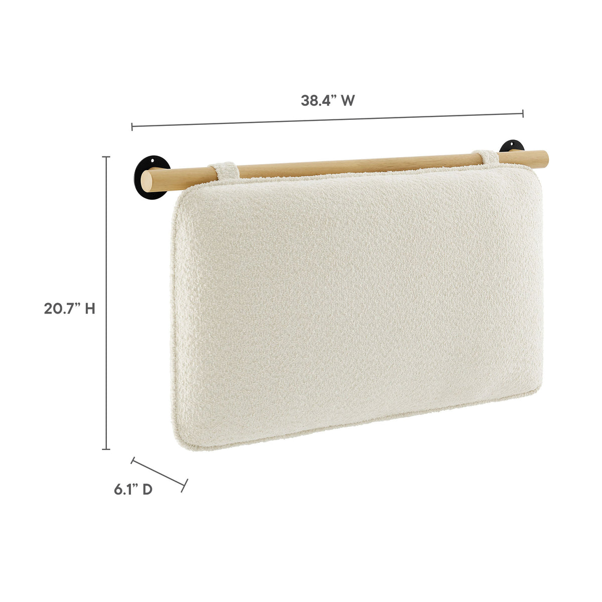 Anela Wall-Mounted Chenille Upholstered Twin Headboard - Cream Natural
