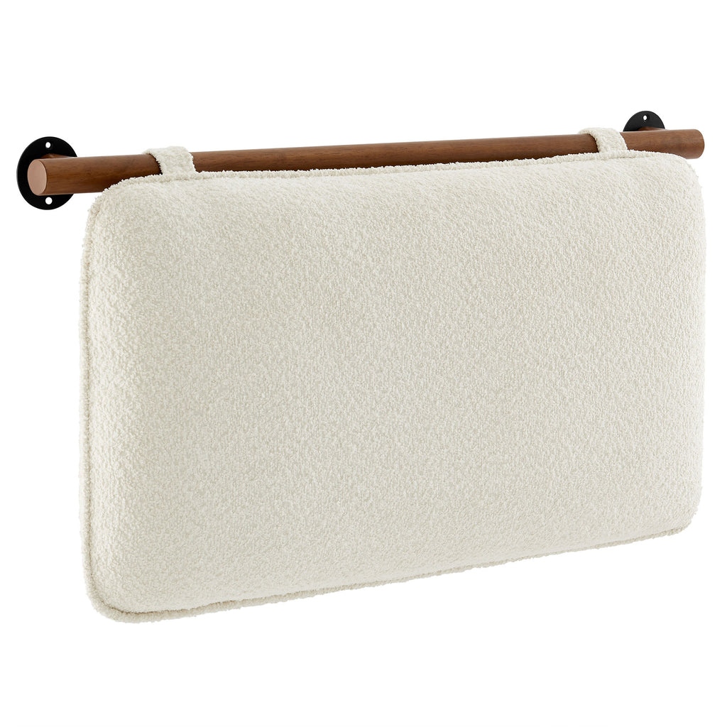 Anela Wall-Mounted Chenille Upholstered Twin Headboard - Cream Walnut