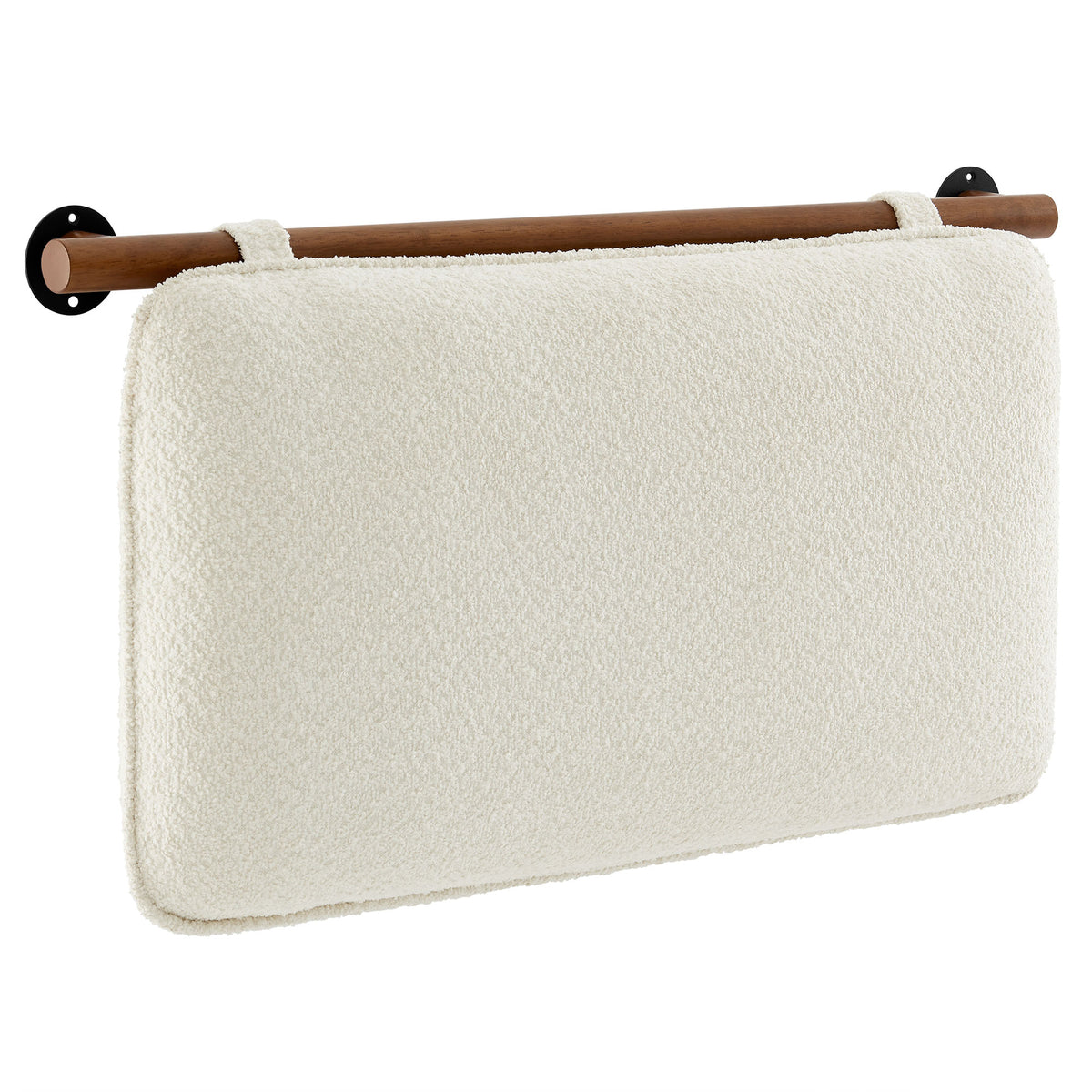 Anela Wall-Mounted Chenille Upholstered Twin Headboard - Cream Walnut