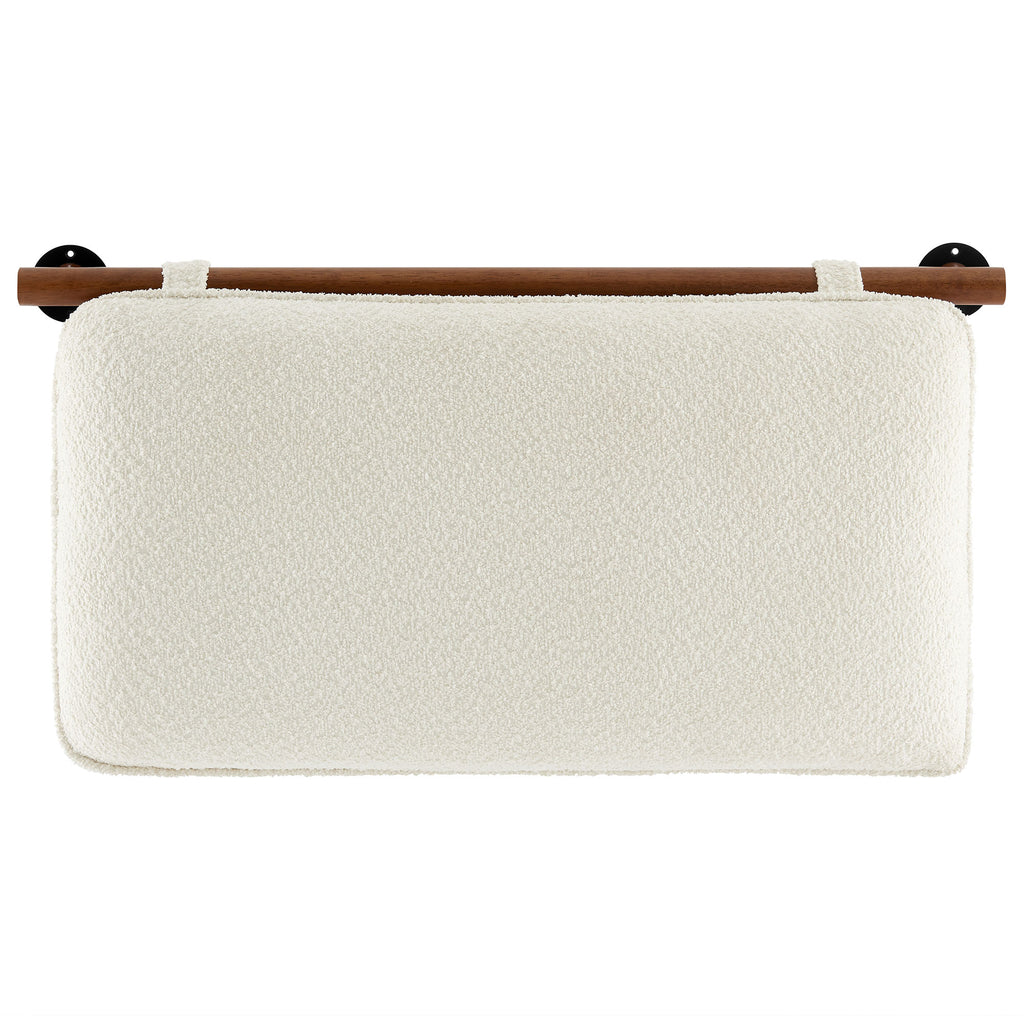 Anela Wall-Mounted Chenille Upholstered Twin Headboard - Cream Walnut