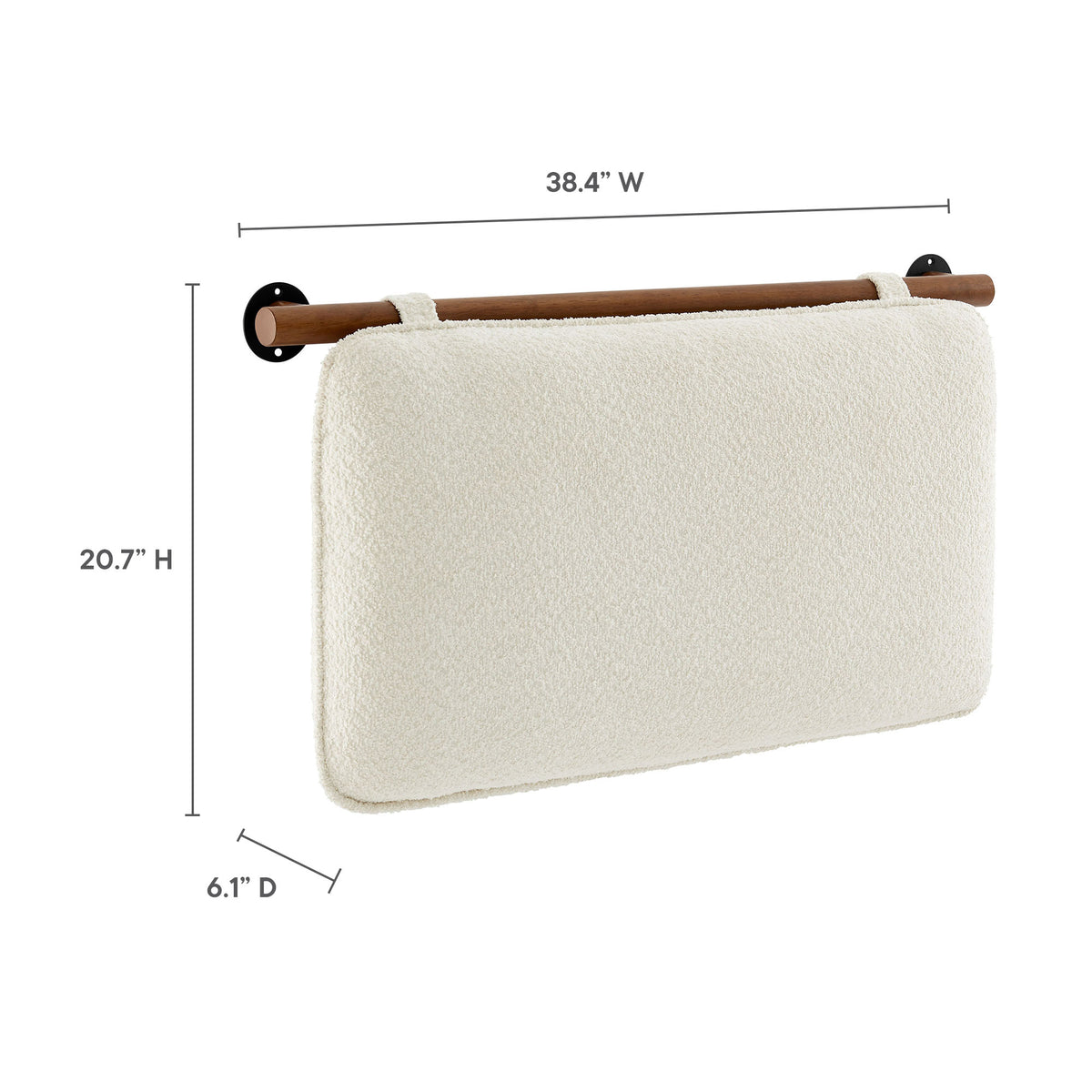 Anela Wall-Mounted Chenille Upholstered Twin Headboard - Cream Walnut