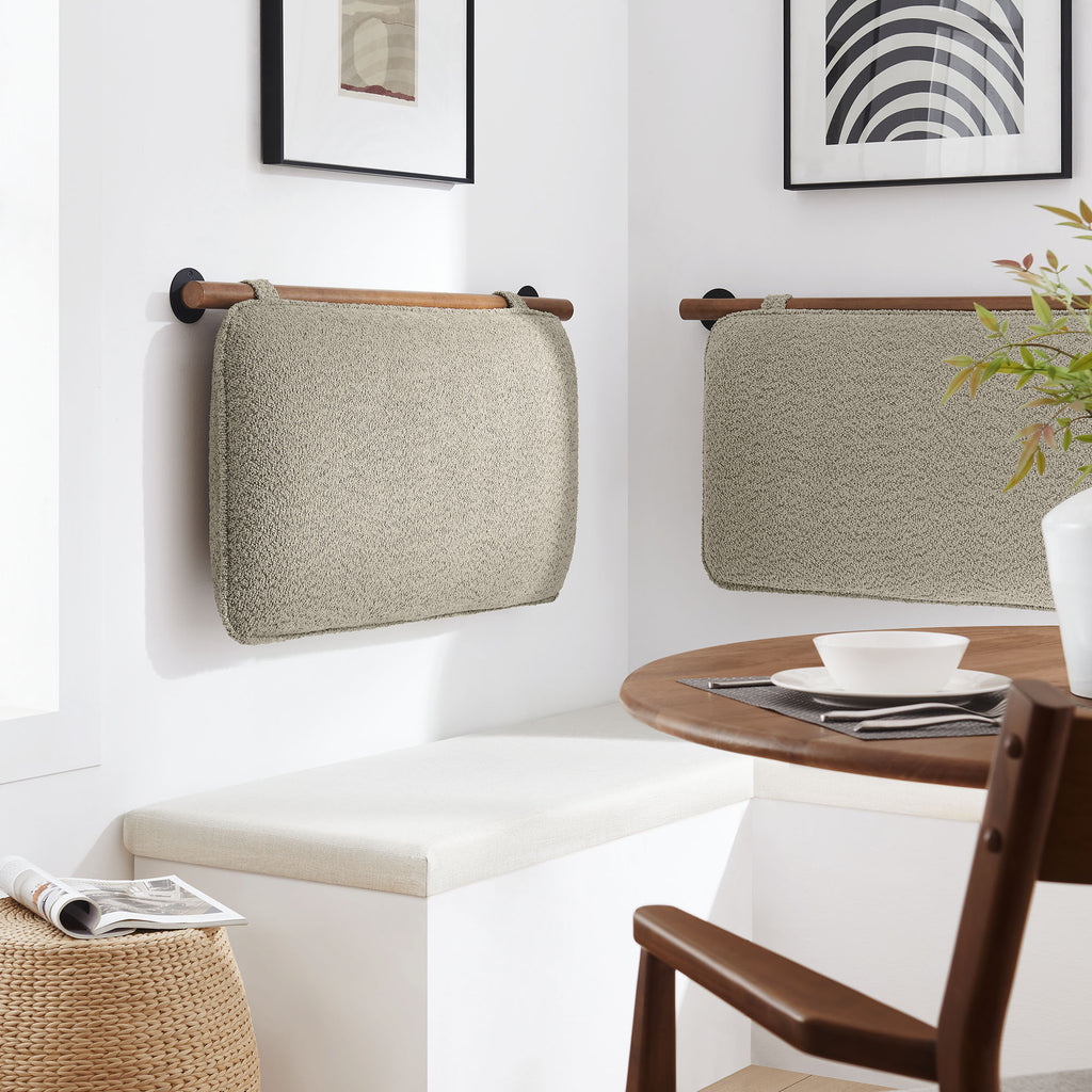 Anela Wall-Mounted Chenille Upholstered Twin Headboard - Oat Walnut