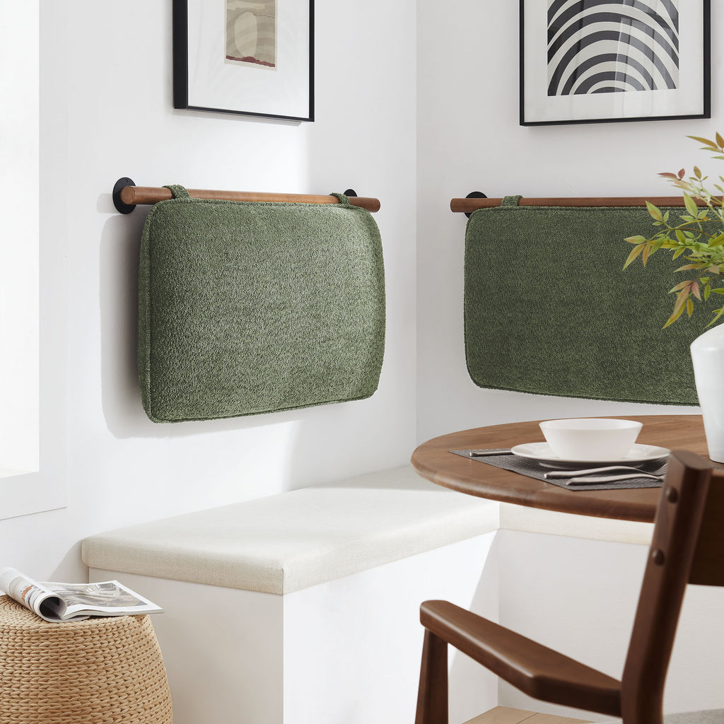 Anela Wall-Mounted Chenille Upholstered Twin Headboard - Sage Walnut