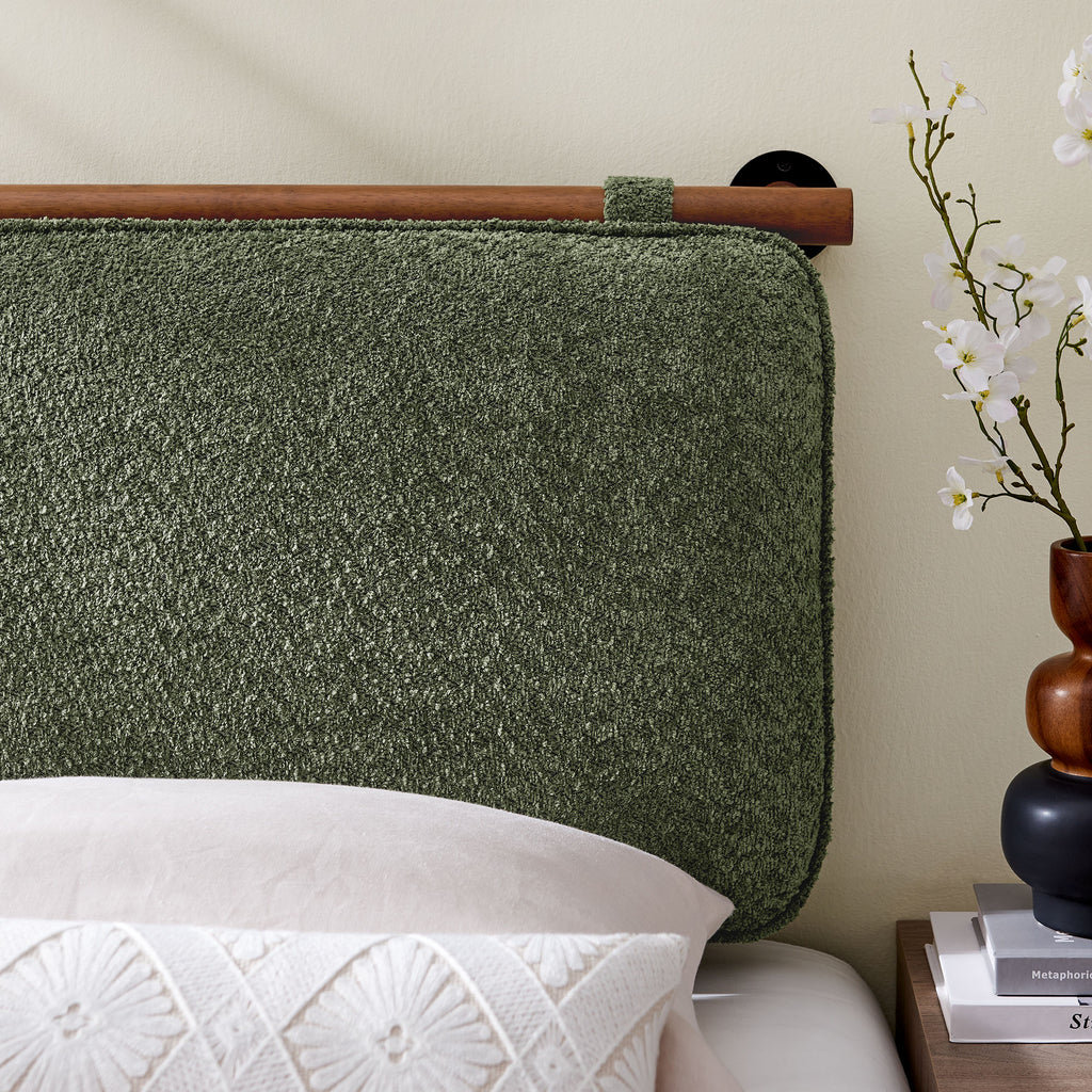 Anela Wall-Mounted Chenille Upholstered Twin Headboard - Sage Walnut