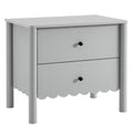 Emmeline Scalloped 2-Drawer Nightstand - Light Gray