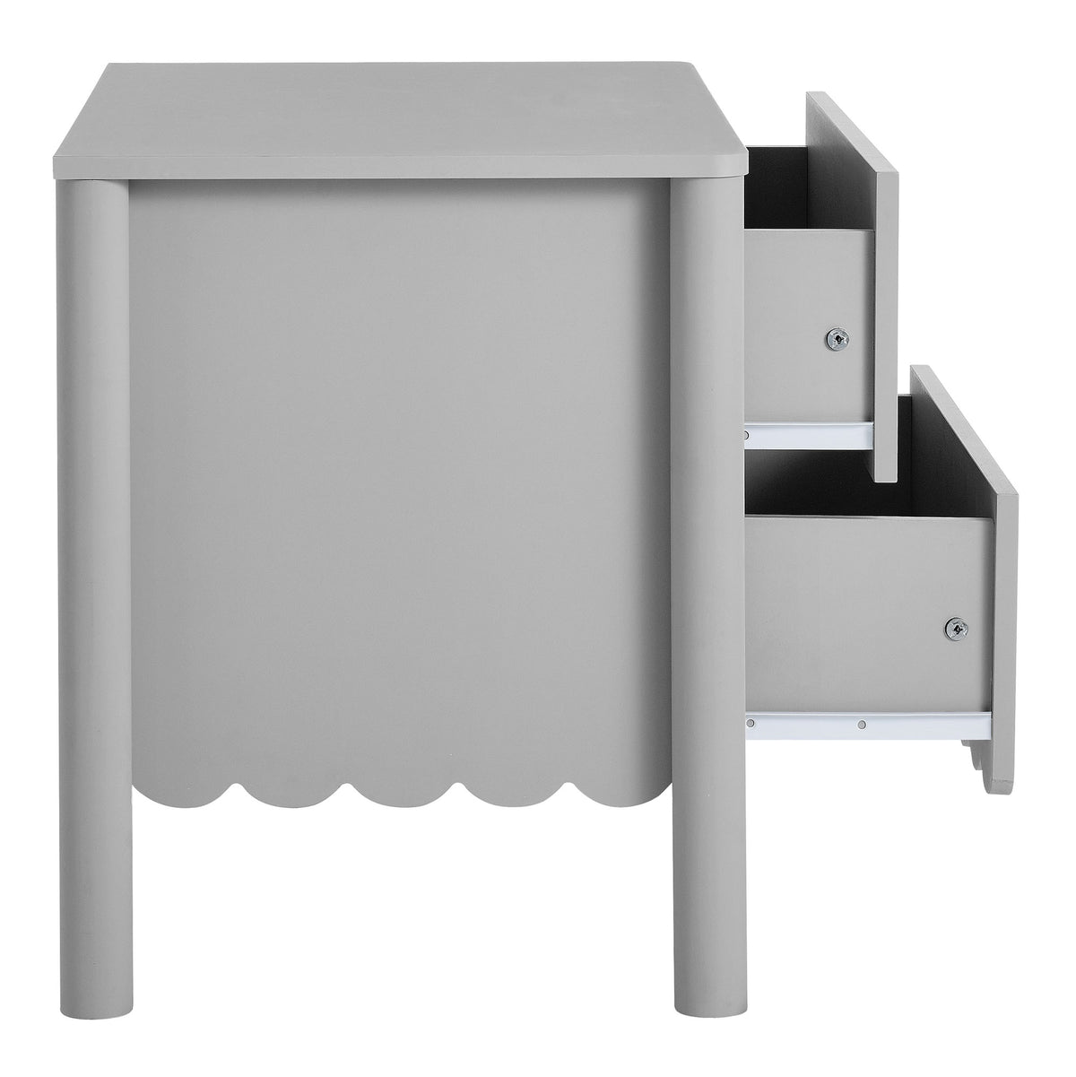 Emmeline Scalloped 2-Drawer Nightstand - Light Gray