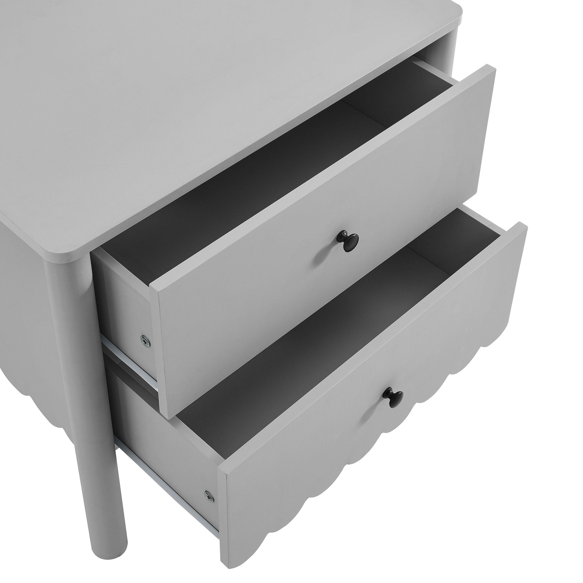 Emmeline Scalloped 2-Drawer Nightstand - Light Gray