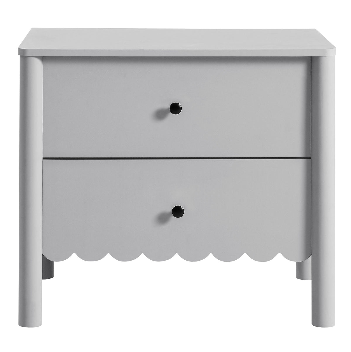 Emmeline Scalloped 2-Drawer Nightstand - Light Gray