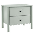 Emmeline Scalloped 2-Drawer Nightstand - Sage