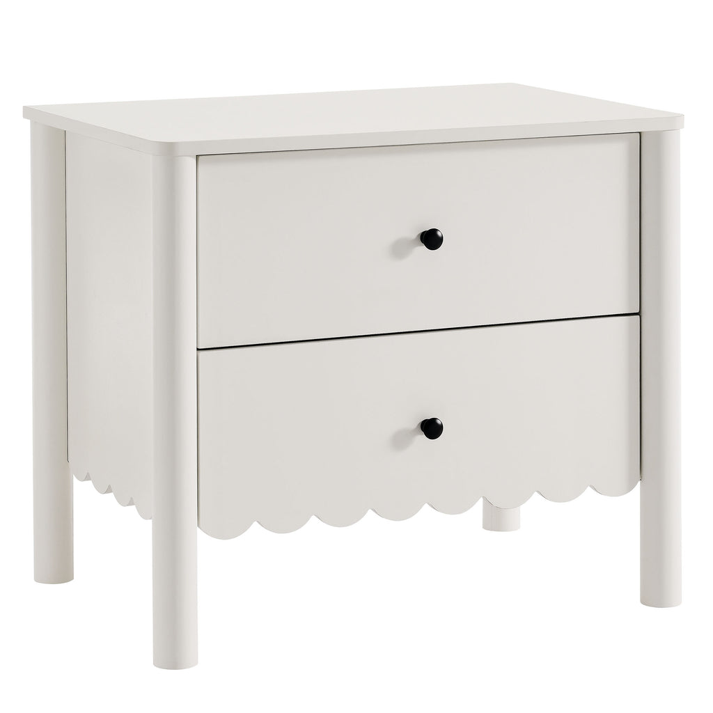 Emmeline Scalloped 2-Drawer Nightstand - White